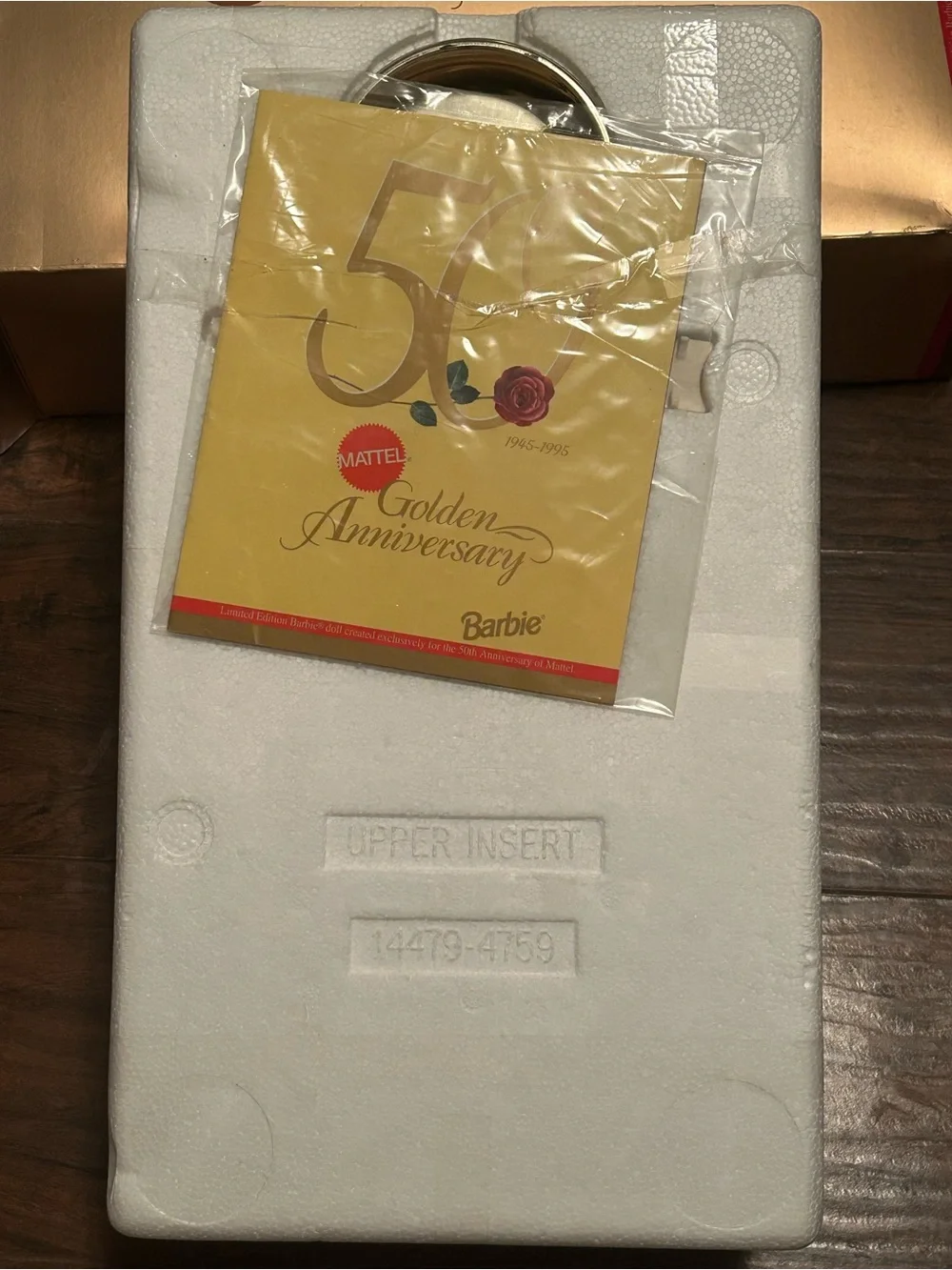 Mattel Gold Anniversary Barbie Box with Red Rose porcelain doll